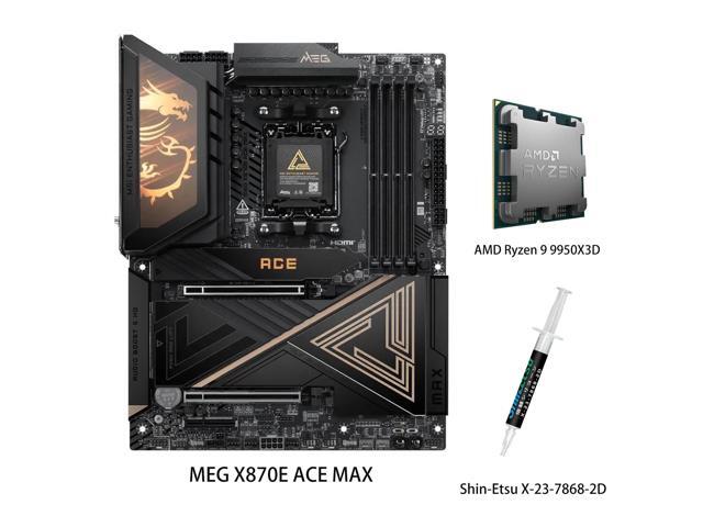 MSI MEG X870E ACE MAX Motherboard & AMD Ryzen 9 9950X3D CPU Combo,ATX - Supports AMD Ryzen 9000 / 8000 / 7000 Processors, AM5 - 64MB BIOS ROM, 110A...