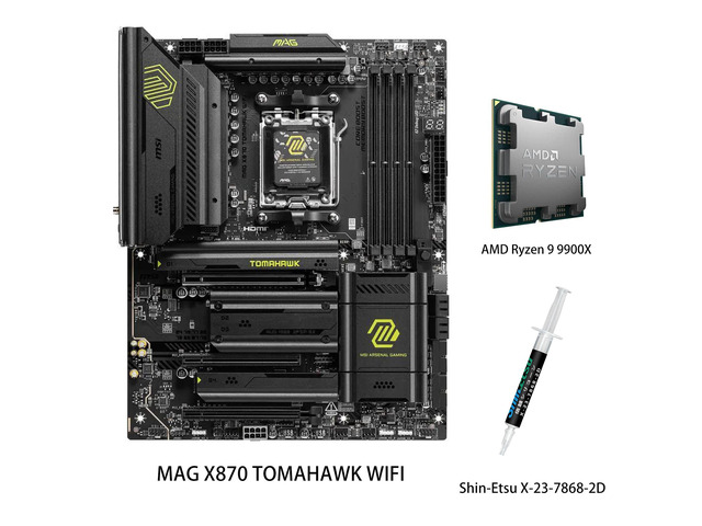 MSI MAG X870 TOMAHAWK WIFI Motherboard & AMD Ryzen 9 9900X CPU Combo, AM5 - 80A SPS VRM, DDR5 Memory Boost 8400+MT/s (OC), PCIe 5.0 x16 & 4.0 x16,...