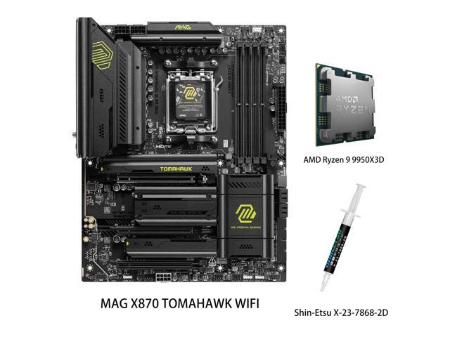 MSI MAG X870 TOMAHAWK WIFI Motherboard & AMD Ryzen 9 9950X3D CPU Combo, AM5 - 80A SPS VRM, DDR5 Memory Boost 8400+MT/s (OC), PCIe 5.0 x16 & 4.0.