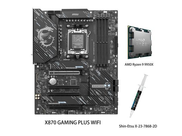 MSI X870 GAMING PLUS WIFI Motherboard & AMD Ryzen 9 9950X CPU Combo, AM5 - 60A SPS VRM, DDR5 Memory Boost 8200+ MT/s (OC), PCIe 5.0 x16 & 4.0 x16,.