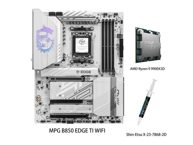 MSI MPG B850 EDGE TI WIFI White Motherboard & AMD Ryzen 9 9900X3D CPU Combo, AM5 - 80A SPS VRM, DDR5 Memory Boost (8400+MT/s OC), PCIe 5.0 x16, M.2...