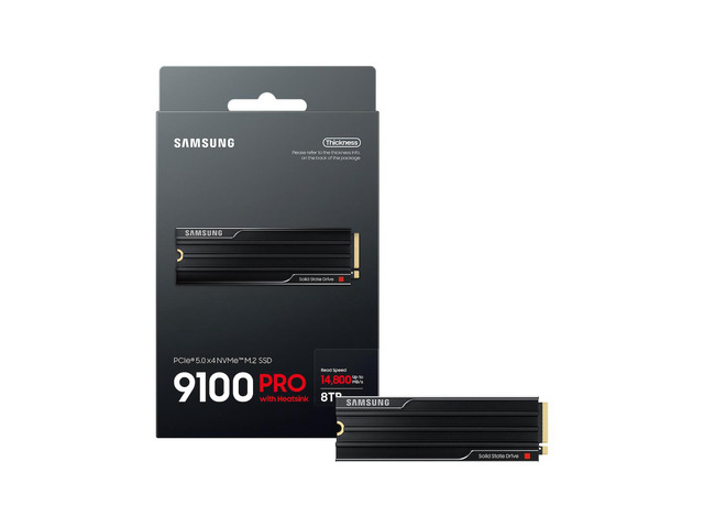 SAMSUNG 9100 PRO 8TB Heatsink Edition M.2 2280 NVMe SSD, PCIe Gen5 x4 NVMe 2.0, 14800/13400MB/s R/W, V-NAND TLC, 8GB DRAM Cache, 4800TBW, AES 256...