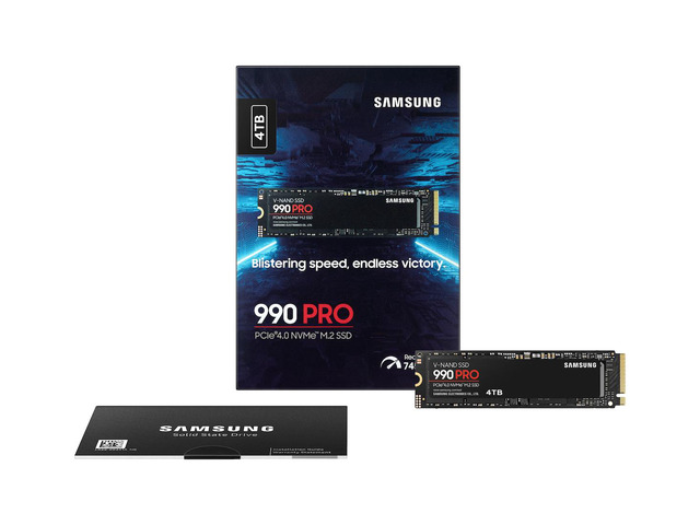 SAMSUNG 990 PRO 4TB Internal NVMe M.2 2280 SSD, PCIe Gen4 x4 NVMe 2.0, Up to 7450MB/s Read 6900MB/s Write, V-NAND TLC, 4GB DRAM Cache, 2400TBW, AES...