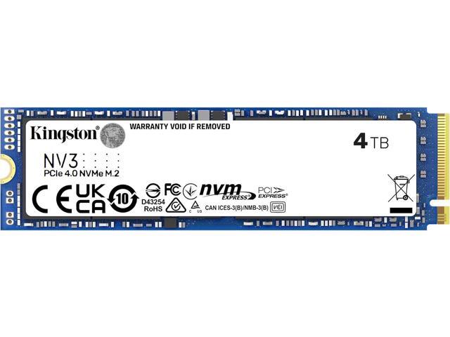 Kingston NV3 4TB Internal M.2 2280 PCIe 4.0 x4 NVMe Solid State Drive, Up to 6000MB/s Read 5000MB/s Write, 3D TLC NAND, 1280TBW Endurance, Desktop...
