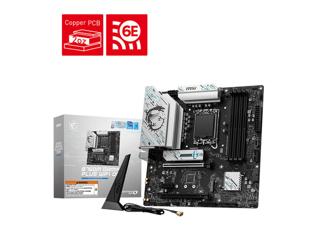 MSI B760M GAMING PLUS WIFI DDR4 MotherboardSupports CPUs 14700KF, 14600KF, and 14490F (Intel B760/LGA 1700)