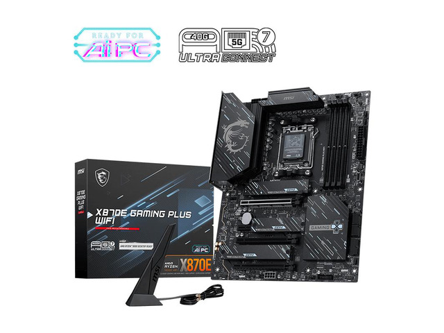 MSI X870E GAMING PLUS WIFI Motherboard, AMD AM5 Ryzen 9000/8000/7000, DDR5 8200+ OC, 14+2+1 Duet Rail Power, PCIe 5.0, Gen5 M.2, Wi-Fi 7, 5G LAN,...