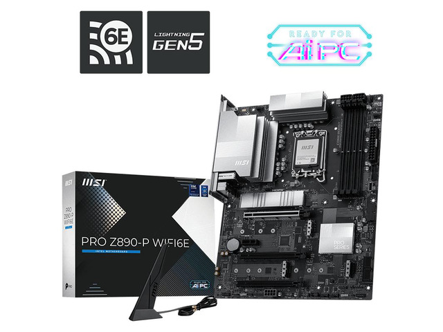 MSI PRO Z890-P WIFI6E Motherboard, Intel Z890, LGA 1851, Supports Core Ultra Series 2, DDR5 9200+ OC, PCIe 5.0, Lightning Gen5 M.2, 5G LAN, Wi-Fi...