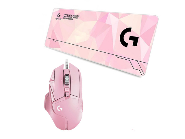 Logitech G502 HERO Pink Wired Gaming Mouse & F005-14 Large Desk Mat Combo, RGB Macro 25600DPI 11 Buttons Mouse, 70×30cm Thick Non-Slip,DESK MAT