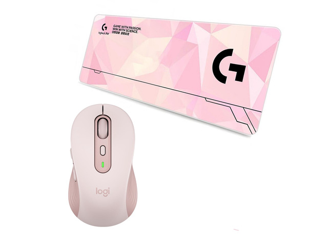 Logitech M750 Pink Gaming Mouse & F005-14 Large Desk Mat Combo, Bluetooth/RF Dual Mode 2000DPI Silent Click Mouse, 70×Thick Non-Slip Low Friction...
