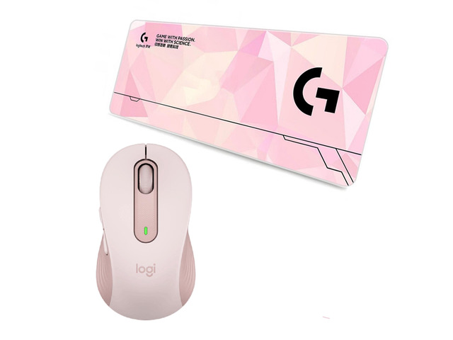 Logitech M650 pink Gaming Mouse & F005-14 Large Desk Mat ComboBluetooth+2.4G Dual Mode 4000DPI 5 Programmable Buttons Mouse, 70Ã—30cm Thick Non-Slip...