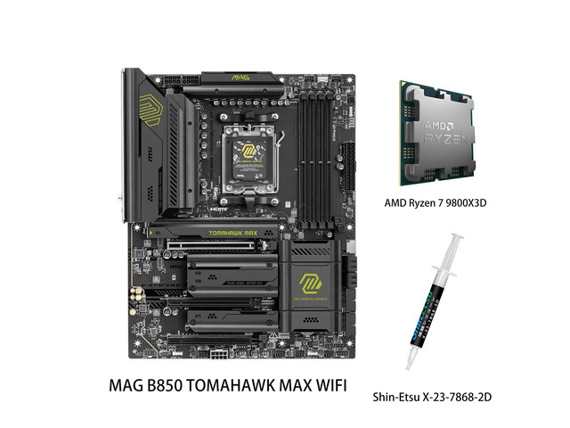 MSI MAG B850 TOMAHAWK MAX WIFI Motherboard& AMD Ryzen 7 9800X3D CPU Combo, AM5 - 80A SPS VRM, DDR5 Memory Boost 8400+ MT/s (OC), PCIe 5.0 x16, M.2...