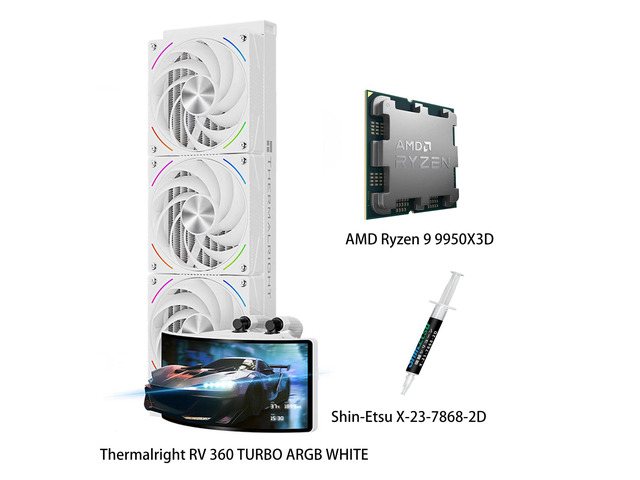 AMD Ryzen 9 9950X3D CPU & RV 360 TURBO ARGB WHITE AIO CPU Liquid Cooler Combo, 6.67-inch Glasses-Free 3D Curved Rainbow Screen(2400×1080), Intel...