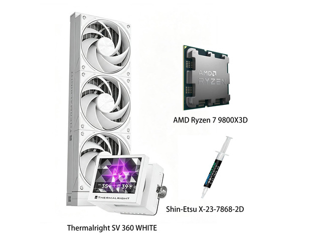 AMD Ryzen 7 9800X3D CPU & STREAM VISION 360 WHITE AIO CPU Liquid Cooler Combo, 3.5inch fullcolor LCD display, 640Ã—480 resolution IPS screen, for...