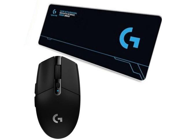 Logitech (G) G304 Lightweight Wireless Gaming Mouse + DESK MAT F005-15-black Fine Surface Mouse Pad Combo, Macro Programming, 12000DPI, Suitable...