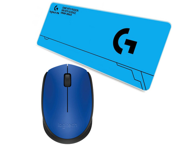 Logitech M172 Blue Wireless Office Mouse + F005-4-blue 80cm Large Fine Surface Gaming Mouse Pad Combo, Long Thickened, Low Friction, Non-Slip...