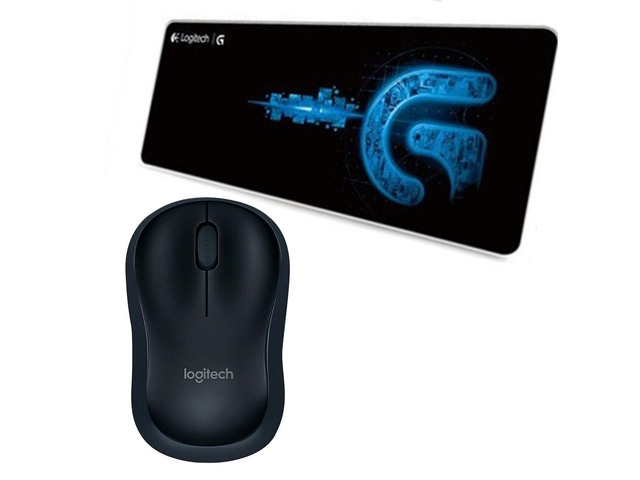 Logitech B175 Silent Wireless Mouse + F0053 blackblue Fine Surface Pad Combo, Micro Receiver, 1000DPI, Thickened, NonSlip Backing, Low Friction,...