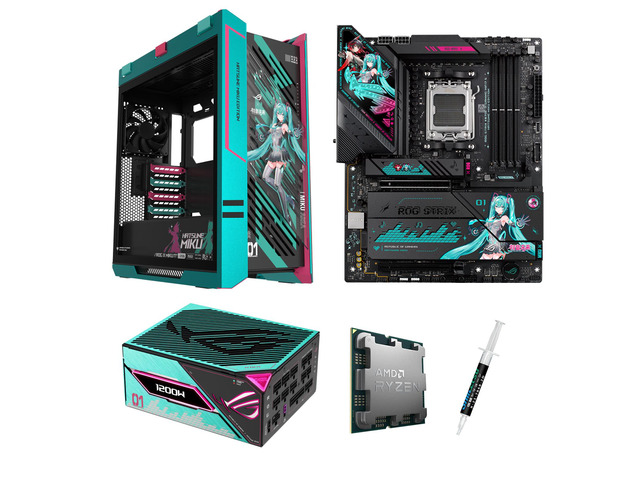 ASUS ROG STRIX X870E-H S MIKU motherboard & CPU & Case & Power Supply Combo, GAMING WIFI7 HATSUNE MIKU EDITION, AMD Ryzen 9 9950X3D, ROG GX601S...