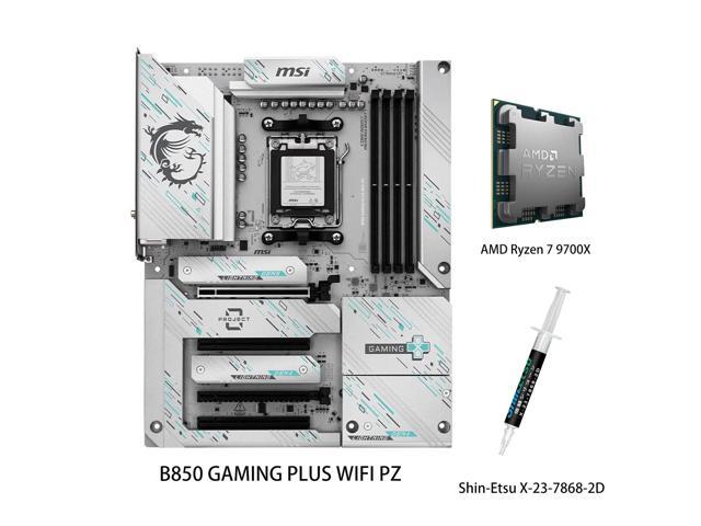 MSI B850 GAMING PLUS WIFI PZ Motherboard & AMD Ryzen 7 9700X CPU Combo, 12+2+1 DRPS, DDR5, PCIe 5.0, Lighting Gen 5 x4 M.2, Wi-Fi 7, 5Gb LAN, USB...