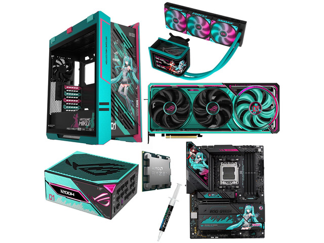 ASUS ROG STRIX X870E-H S MIKU motherboard & CPU &Cooler & GPU & Case & Power Supply Combo, Ryzen 9 9950X, ROG GX601S Helios Mid-Tower Hatsune...