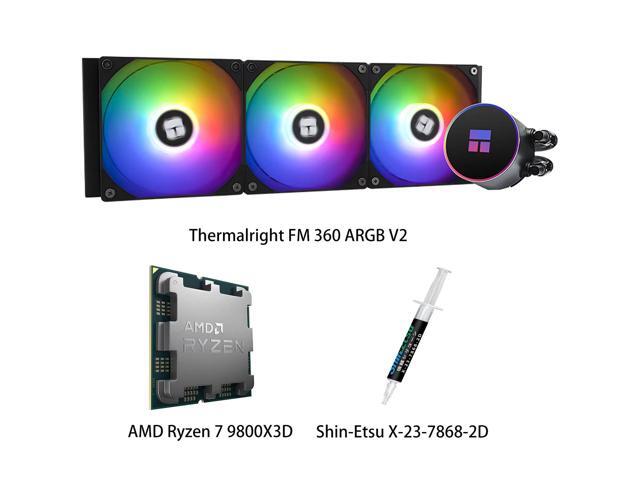 AMD Ryzen 7 9800X3D CPU & Frozen Magic 360 ARGB V2 AIO CPU Liquid Cooler Combo,1600RPM Fans, 2800RPM Pump, ARGB Lighting, for Intel LGA...