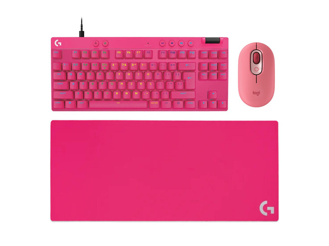 Logitech POP Mouse + G PRO X TKL RAPID Wired Keyboard + G840 Rose Mouse Pad Bundle, Heartbreaker Rose & Pink,31.50*11.81*0.12in Desk Mat,...