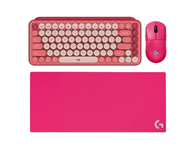 Logitech G PRO 2 LIGHTSPEED Wireless Mouse + POP Keys Mechanical Keyboard + G840 RosePink Mouse Pad Bundle, Pink, 31.50*11.81*0.12in Desk Mat,...