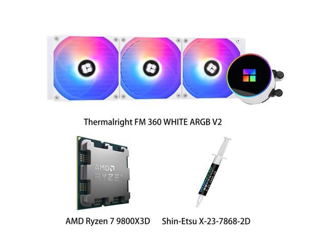 AMD Ryzen 7 9800X3D CPU & Frozen Magic 360 WHITE ARGB V2 AIO CPU Liquid Cooler Combo,1600RPM Fans, 2800RPM Pump, ARGB Lighting, for Intel LGA...