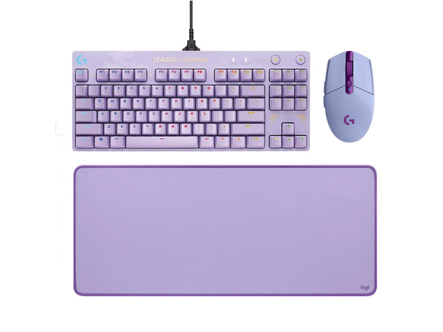 Logitech G304 Wireless Gaming Mouse + G PRO Wired Mechanical Keyboard LOL Edition+STUDIO Series Desk Mat Bundle, Purple & Lavender,...