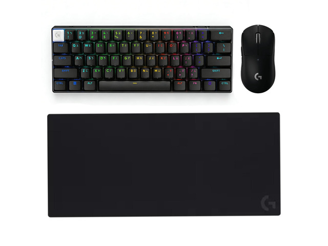 Logitech G PRO X Superlight Mouse + G PRO X 60 LIGHTSPEED Keyboard + G840 Mouse Pad Bundle, Ultra-Light Hero 25K Sensor, GX Optical Tactile...