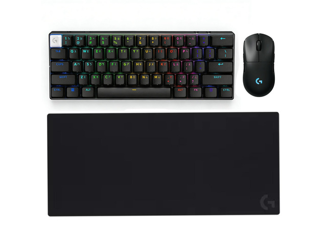 Logitech G PRO 2 LIGHTSPEED Mouse + G PRO X 60 LIGHTSPEED Keyboard + G840 Mouse Pad Bundle, Ambidextrous 44K DPI Sensor, GX Optical Tactile...