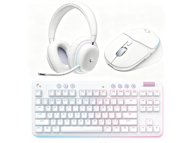 Logitech G705 White Mist Mouse + G715 White Mist Keyboard + G735 White Mist Headset Aurora Gaming Bundle, LIGHTSYNC RGB, Dual LIGHTSPEED &...