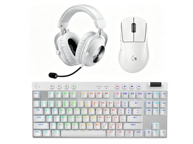 Logitech PRO X SUPERLIGHT 2 DEXMouse+PRO X Keyboard+PRO X 2LIGHTSPEED Headset Gaming Bundle-White, 60g Ultra-Light 44K DPI 8K Polling Mouse, PBT...