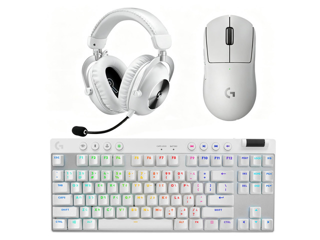 Logitech GPW III Wireless Mouse+PRO X TKL Wireless Keyboard+PRO X 2 LIGHTSPEED Headset Gaming Bundle-White, 63g Ultra-Light 25600DPI 1000Hz Polling...
