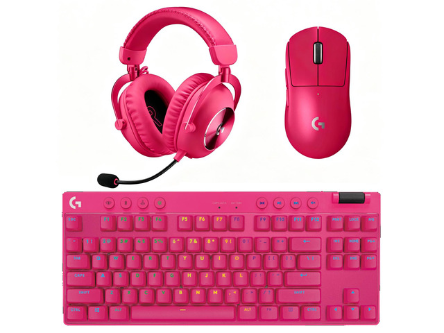 Logitech GPW III Wireless Mouse+PRO X TKL Wireless Keyboard+PRO X 2 LIGHTSPEED Headset Gaming Bundle-Pink, 63g Ultra-Light 25600DPI 1000Hz Polling...