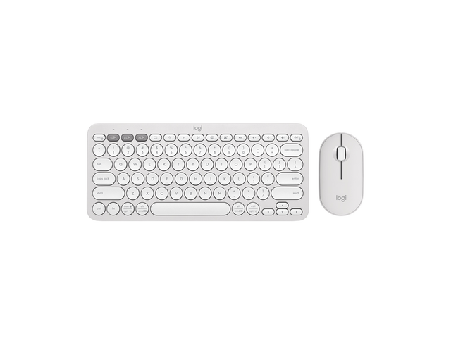 Logitech Pebble 2 Combo Wireless Quiet Keyboard and Mouse, Customisable, Logi Bolt, Bluetooth, Easy-Switch for Windows, macOS, iPadOS, Chrome - White