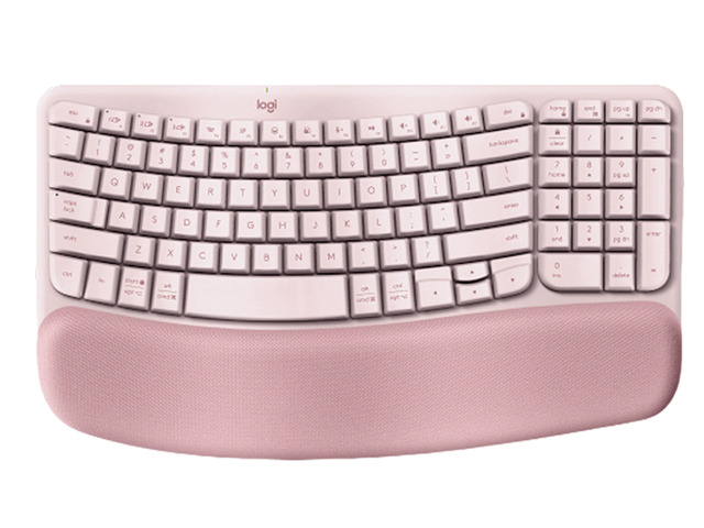 Logitech Wave Keys Wireless Ergonomic Keyboard, with Cushioned Palm Rest, Comfortable Natural Typing, Easy-Switch, Bluetooth, Logi Bolt Receiver,...