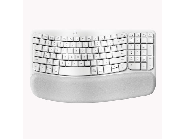 Logitech Wave Keys Wireless Ergonomic Keyboard, with Cushioned Palm Rest, Comfortable Natural Typing, Easy-Switch, Bluetooth, Logi Bolt Receiver,...