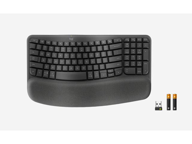 Logitech Wave Keys for business Wireless Ergonomic Keyboard, with Cushioned Palm Rest, Comfortable Natural Typing, Easy-Switch, Bluetooth, Logi...