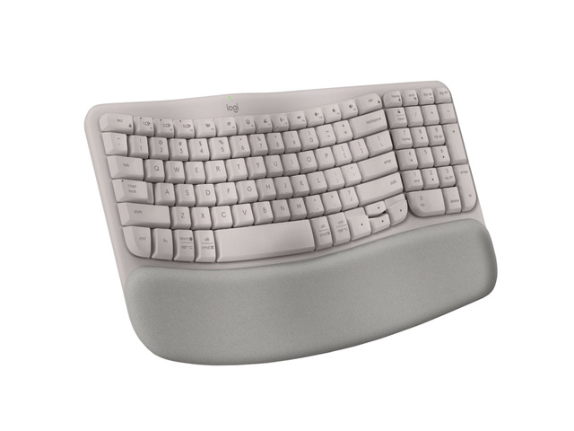Logitech Wave Keys Wireless Ergonomic Keyboard, with Cushioned Palm Rest, Comfortable Natural Typing, Easy-Switch, Bluetooth, Logi Bolt Receiver,...