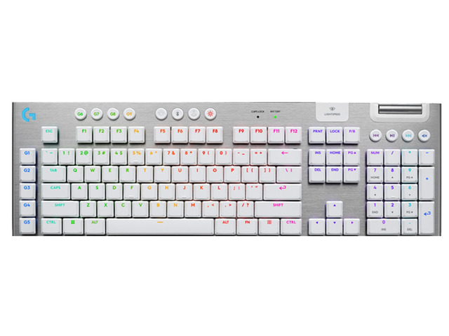 Logitech G915 X LIGHTSPEED Low Profile Wireless Mechanical Gaming Keyboard - GL Brown Tactile Switches, RGB Backlighting - 920-012692, white