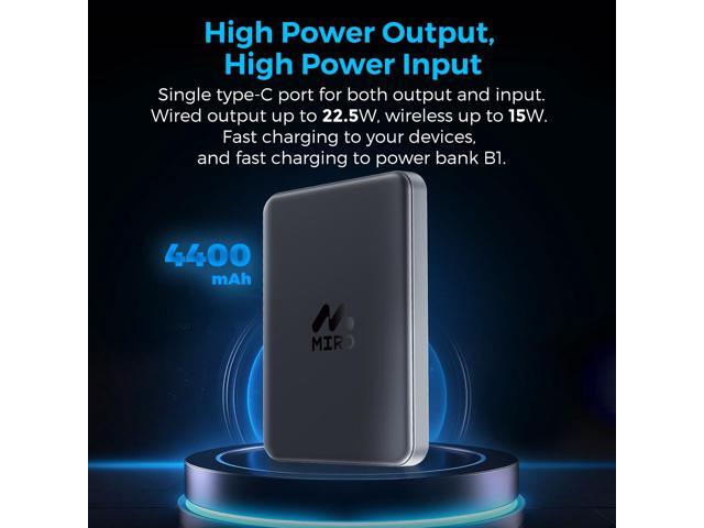 MIRO B1 Power Bank - 4400mAh Portable Charger with 22.5W Wired & 15W Wireless Fast Charging, Palm - Sized for On - the - Go Use