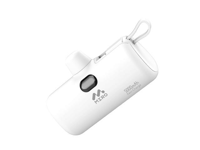 MIRO B3 Power Bank - 5000mAh Compact Portable Charger, 22.5W Fast Charge, Dual Interface (Type - C & Lightning), White Capsule Design