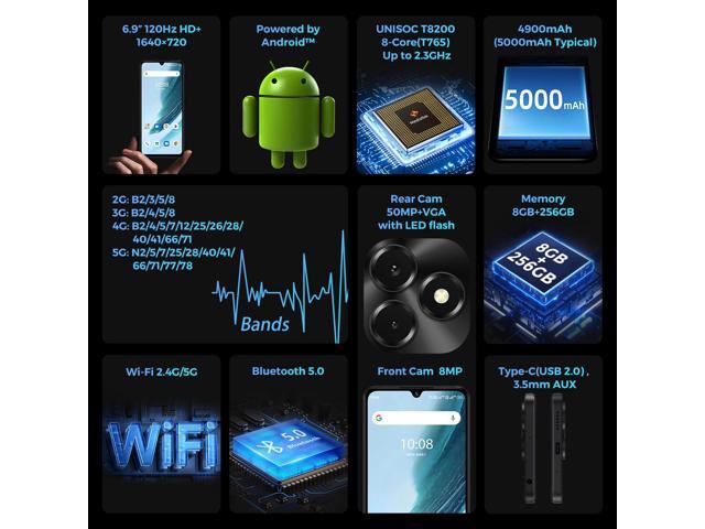 MIRO S69 Pro 6.9' 120Hz Phone 5G Network 8+256GB 50MP Camera 5000mAh Battery Green