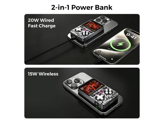 MIRO V99 3-in-1 Magnetic Wireless Charger 5000mAh Multifunctional Power Bank Gaming Console 15W MegSafe 20W PD Fast Charge