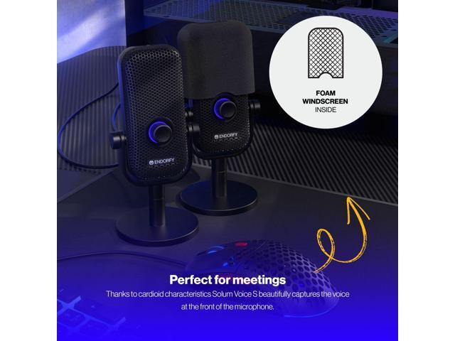 ENDORFY Solum Voice S,USB Microphone for PC, streaming, podcast, Tap-to-mute button, Gain control, USB Plug & Play, Cardioid pattern, EY1B013