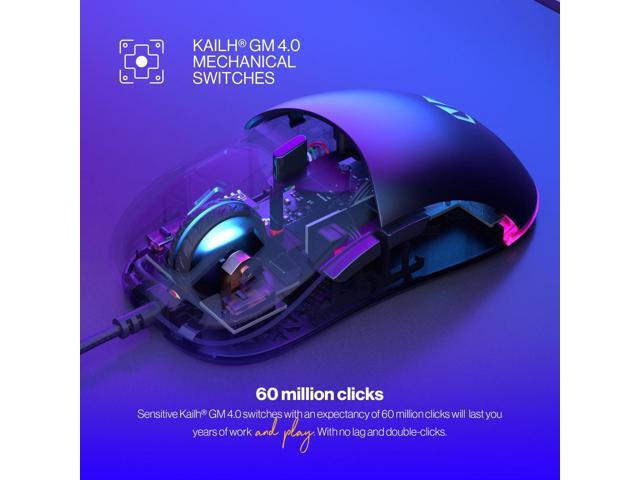 ENDORFY GEM, gaming mouse, ultralight design (67 g), RGB lighting, 6 programmable buttons, PTFE mouse feet, 8,000 maximum DPI, Kailh GM 4.0...