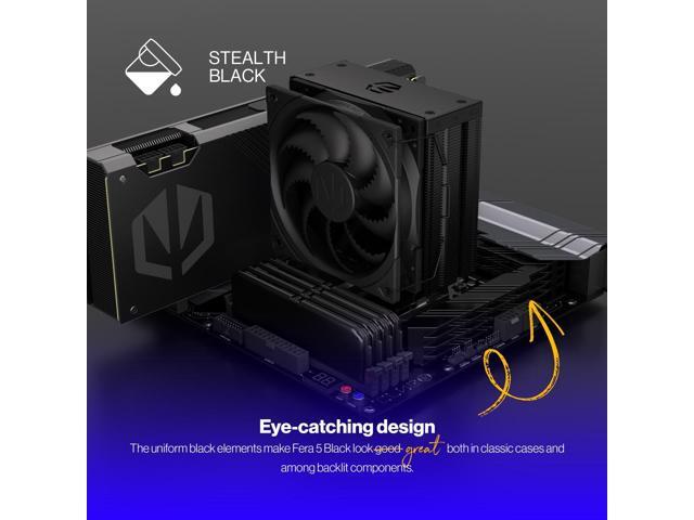 ENDORFY Fera 5 Black, cpu cooler, black cpu fan, Fluctus 120 mm fan, Optional semi-passive mode, Thermal paste included, Compatible with AM5, AM4,...