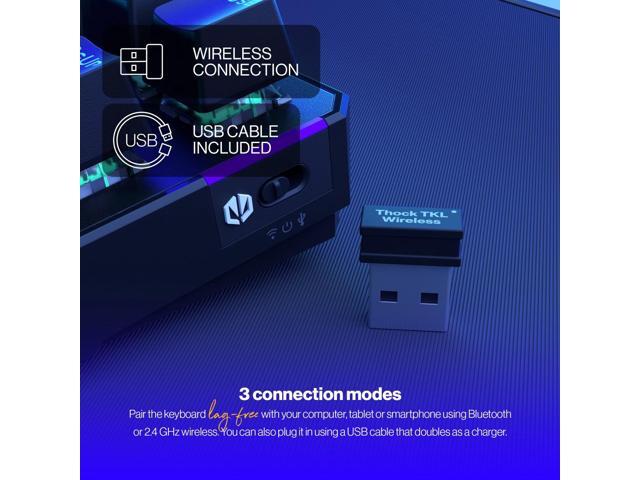 ENDORFY Thock TKL Wireless Red, wireless gaming mechanical keyboard, USB Type C/Bluetooth/2.4Ghz, Hot-swappable switches, PBT keycaps, RGB Backlit,...