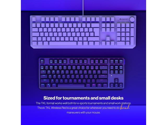 ENDORFY Thock TKL Wireless Red, wireless gaming mechanical keyboard, USB Type C/Bluetooth/2.4Ghz, Hot-swappable switches, PBT keycaps, RGB Backlit,...
