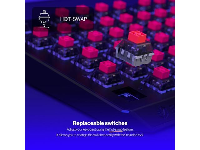 ENDORFY Thock TKL Wireless Red, wireless gaming mechanical keyboard, USB Type C/Bluetooth/2.4Ghz, Hot-swappable switches, PBT keycaps, RGB Backlit,...